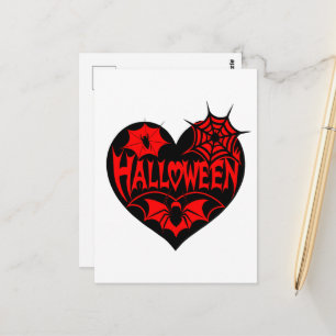 Halloween Herz, Schwarze Herzform, Spiegeleflex Postkarte