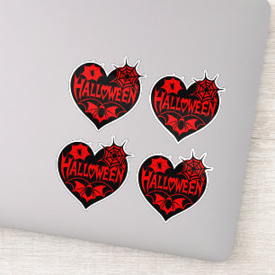 Halloween-Herz, schwarze Herzform, Spinnennetz Aufkleber