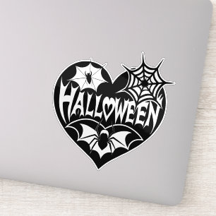 Halloween-Herz, schwarze Herzform, Spinnennetz Aufkleber