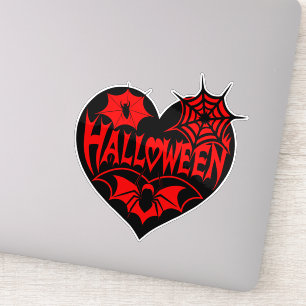 Halloween-Herz, schwarze Herzform, Spinnennetz Aufkleber