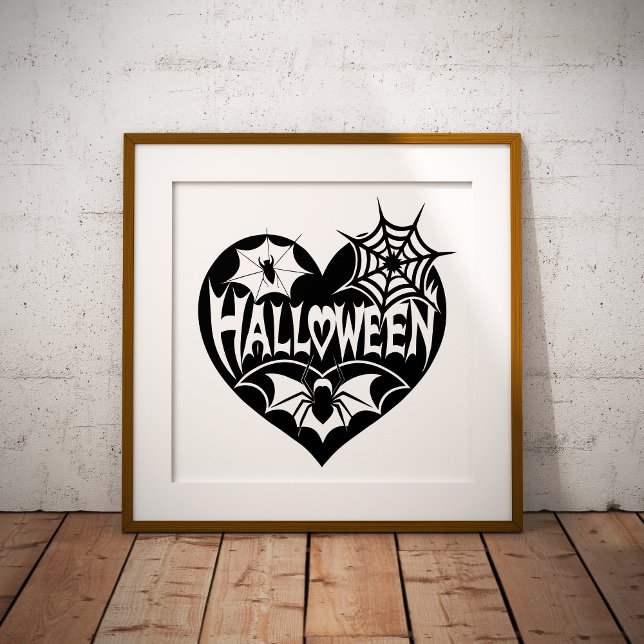 Halloween-Herz, schwarze Herzform, Spinnennetz Poster (Von Creator hochgeladen)