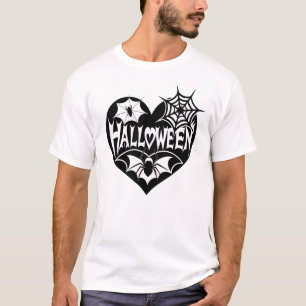 Halloween-Herz, schwarze Herzform, Spinnennetz T-Shirt