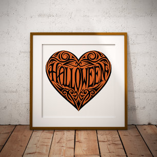 Halloween-Herz, Schwarzes Herz, Feiertag Fotodruck
