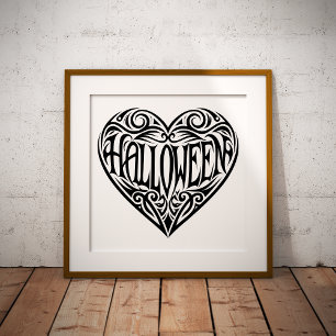Halloween-Herz, Schwarzes Herz, Feiertag Fotodruck