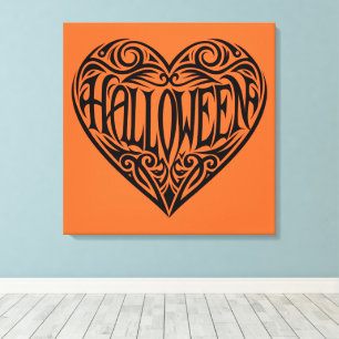 Halloween-Herz, Schwarzes Herz, Feiertag Leinwanddruck