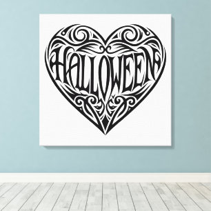 Halloween-Herz, Schwarzes Herz, Feiertag Leinwanddruck