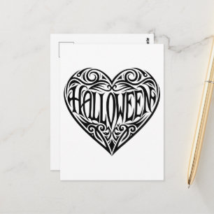 Halloween-Herz, Schwarzes Herz, Feiertag Postkarte