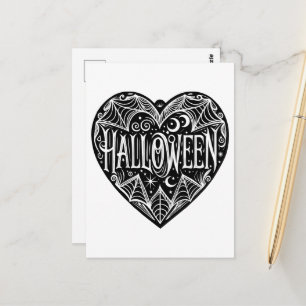Halloween Herz, Schwarzes Herz Form, Urlaub Postkarte