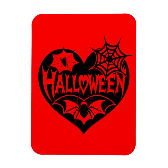 Halloween-Herz, schwarzes Herz, Spinnennetz Magnet (Vertikal)