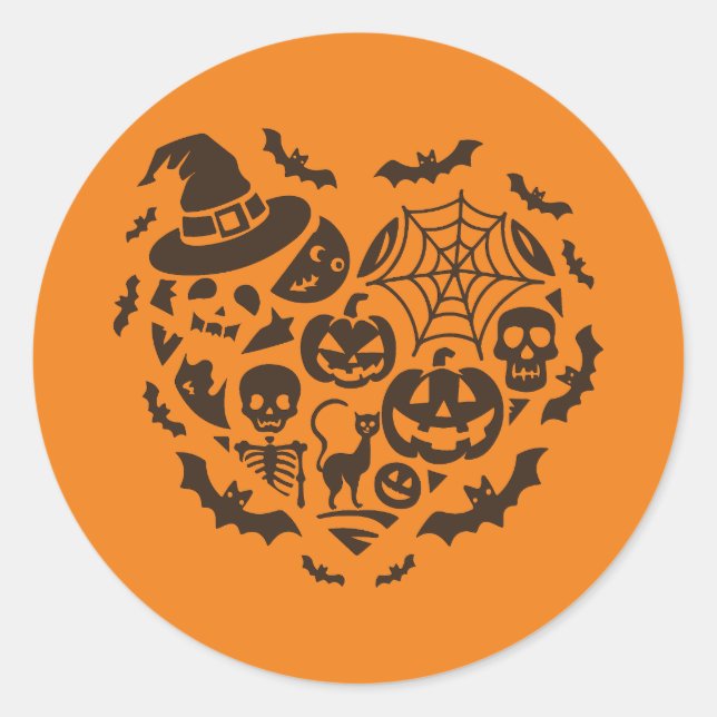 Halloween-Herz-Symbol-Collage Sticker (Vorderseite)
