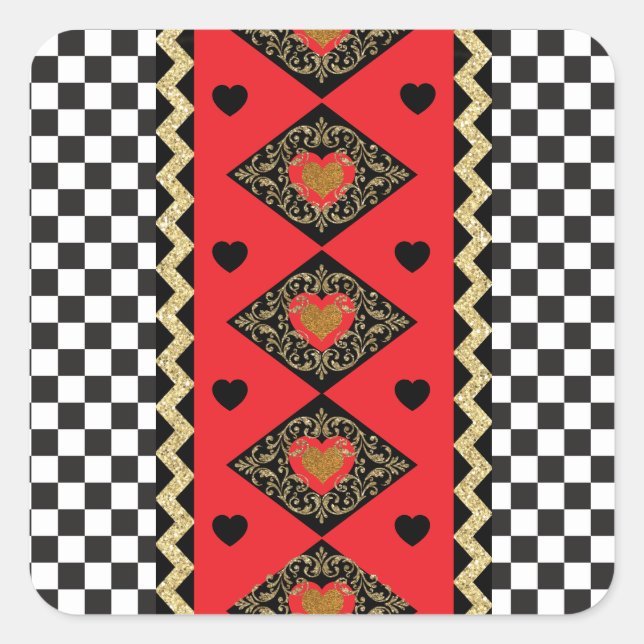 Halloween Herzkönigin Party Quadratischer Aufkleber (Vorderseite)