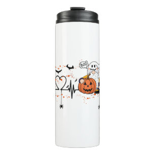 Halloween Herzschlag, Halloween, Kürbis Boo Thermosbecher