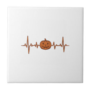 Halloween Herzschlag Kürbis Vintage Vektor Design_ Fliese