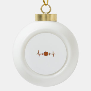 Halloween Herzschlag Kürbis Vintage Vektor Design_ Keramik Kugel-Ornament
