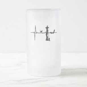Halloween Herzschlag Schwarze Katze und Bat Mattglas Bierglas
