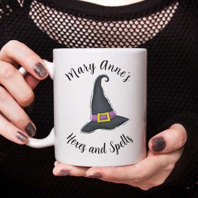 Halloween Hexches Hat Niedliches Whimsikskript Kaffeetasse (Von Creator hochgeladen)