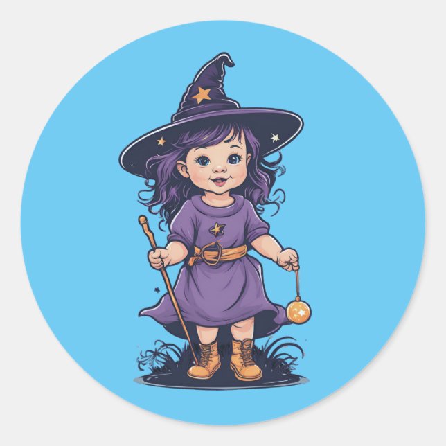 Halloween, Hexe, 16 Baby, Liebling Hexe, für Kinde Runder Aufkleber (Vorderseite)