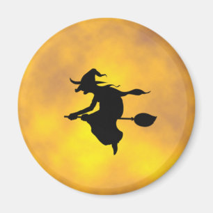 Halloween Hexe auf Besenstiel Magnet Hexe Magnet