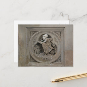 Halloween Hexe auf Broom 3d Stone Carving Foto Postkarte