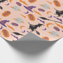 Halloween Hexe auf Broom Wrapping Paper mit Boo