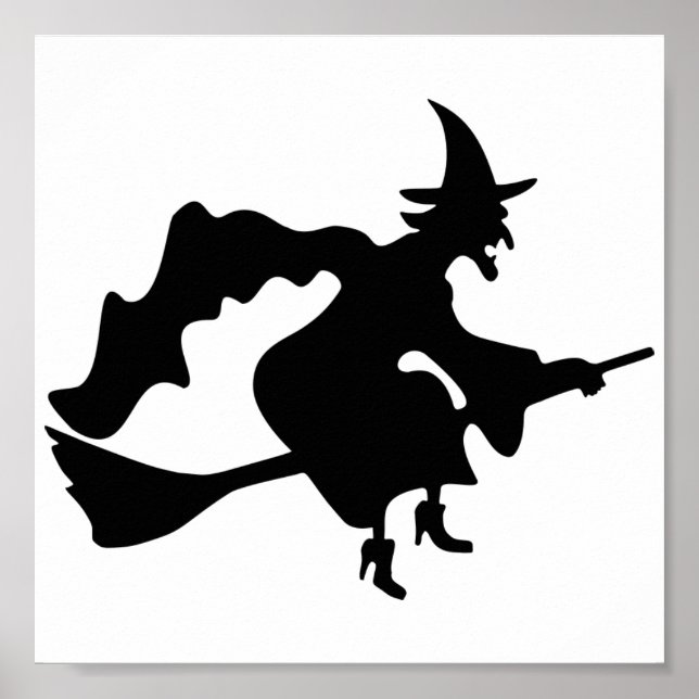 Halloween Hexe auf Broomstick Poster (Vorne)
