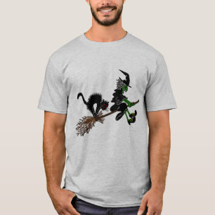 Halloween-Hexe auf Broomstick T-Shirt