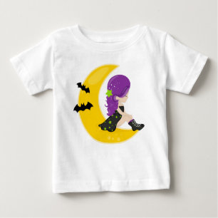Halloween, Hexe auf dem Mond, Bat, Trick oder Tret Baby T-shirt