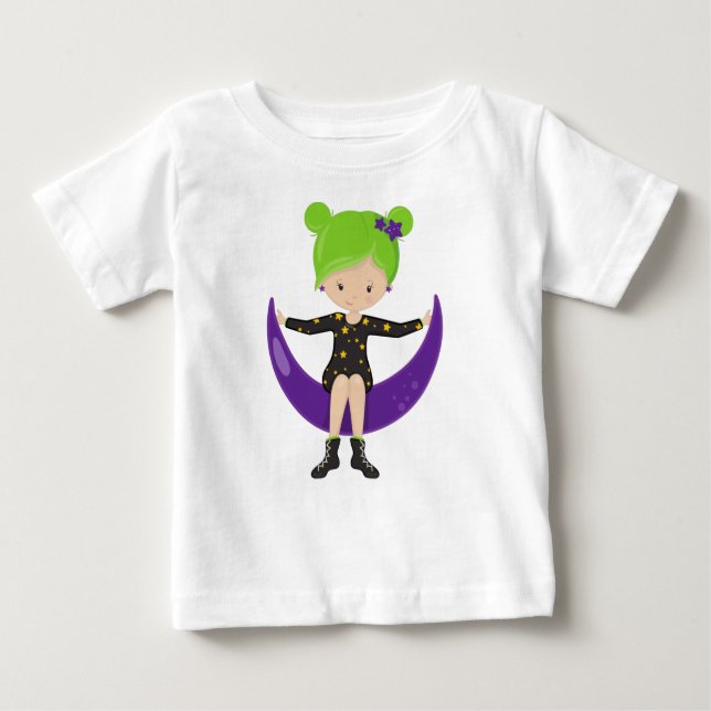 Halloween, Hexe auf dem Mond, Trick oder Treat, Bo Baby T-shirt (Vorderseite)