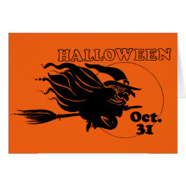 Halloween Hexe auf der Broomstick Fun Grußkarte