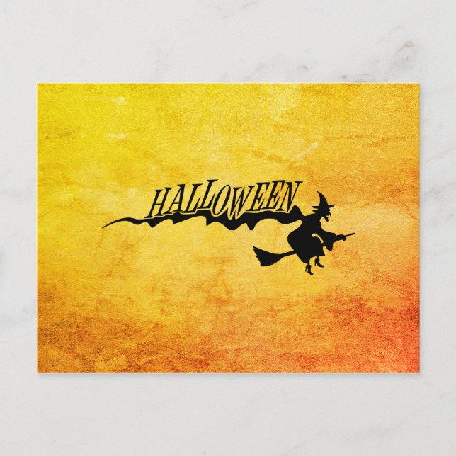 Halloween-Hexe auf einem Besen Postkarte (Vorderseite)