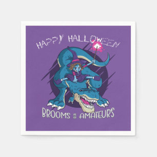 Halloween-Hexe auf T-Rex-Illustration-Party Serviette