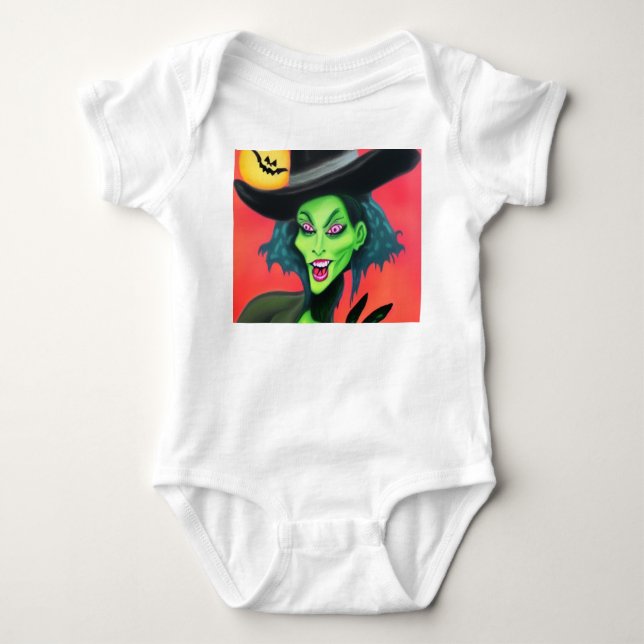 Halloween Hexe Baby Strampler (Vorderseite)