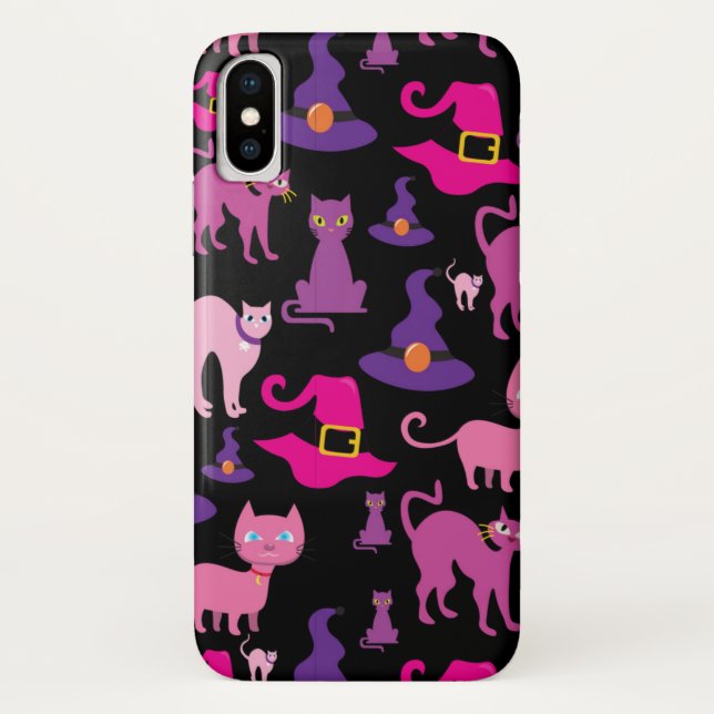 Halloween Hexe beängstigende Schwarzkatze lila dek Case-Mate iPhone Hülle (Rückseite)