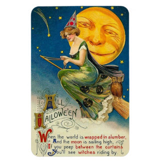Halloween-Hexe beim Vorbeireiten Vintage Magnet