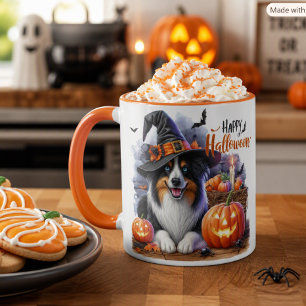 Halloween Hexe Border Collie Hund Tasse