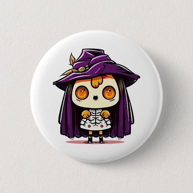 Halloween-Hexe Button (Vorderseite)