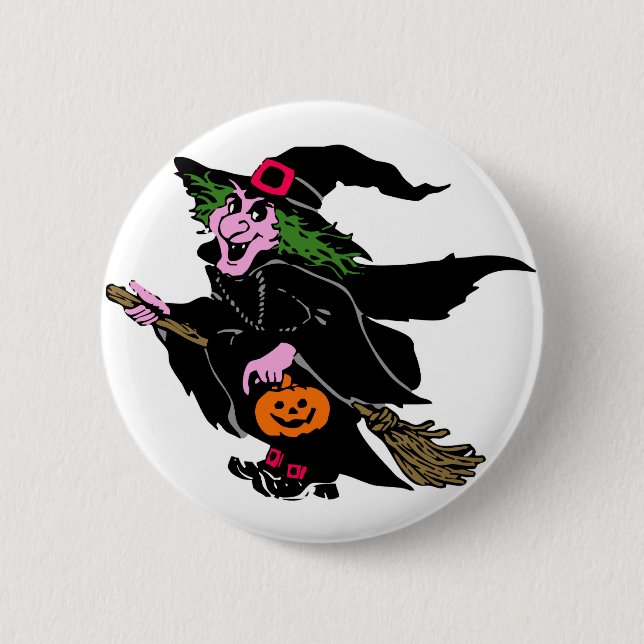 Halloween-Hexe Button (Vorderseite)