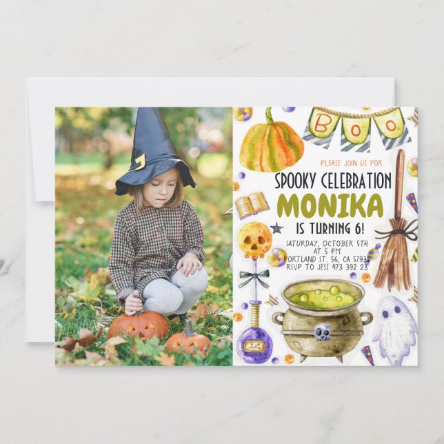 Halloween Hexe Cauldron Einladung zum Geburtstag  (Vorderseite)