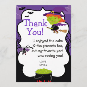 Halloween-Hexe danken Ihnen Karten