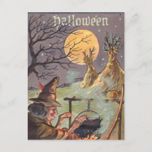 Halloween Hexe - Ein Beängstigendes Nachtleben - V Postkarte