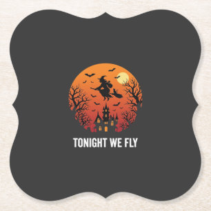 Halloween Hexe Fliegende Nacht Grafikdesign_1 Untersetzer