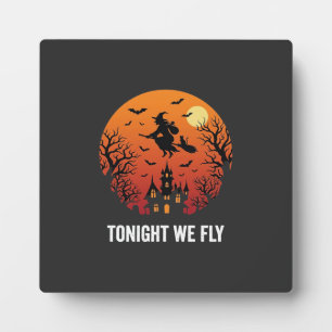 Halloween-Hexe fliegt Nacht-Grafikdesign_1 Fotoplatte