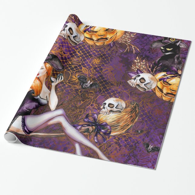 Halloween Hexe Geschenkpapier (Ungerollt)