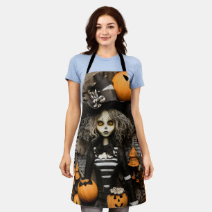 Halloween-Hexe gruseliges weißes Gesicht Schürze