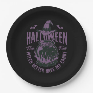 Halloween "Hexe hat besser meine Süßigkeiten" Papi Pappteller