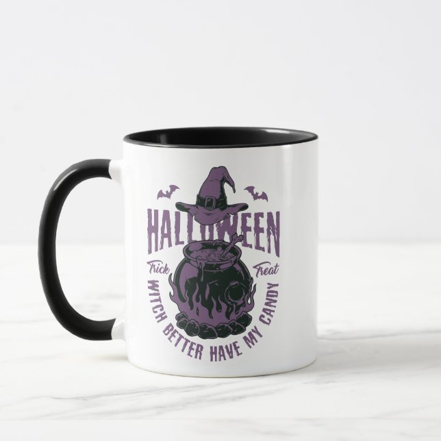 Halloween - "Hexe hat besser meine Süßigkeiten" Tasse (Links)