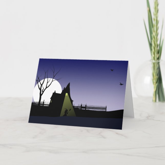 Halloween-Hexe-Haus Karte (Vorderseite)