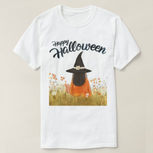 Halloween-Hexe im Blumenfeld T-Shirt