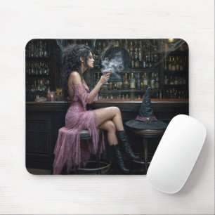 Halloween-Hexe in einem rosa Kleid Mousepad