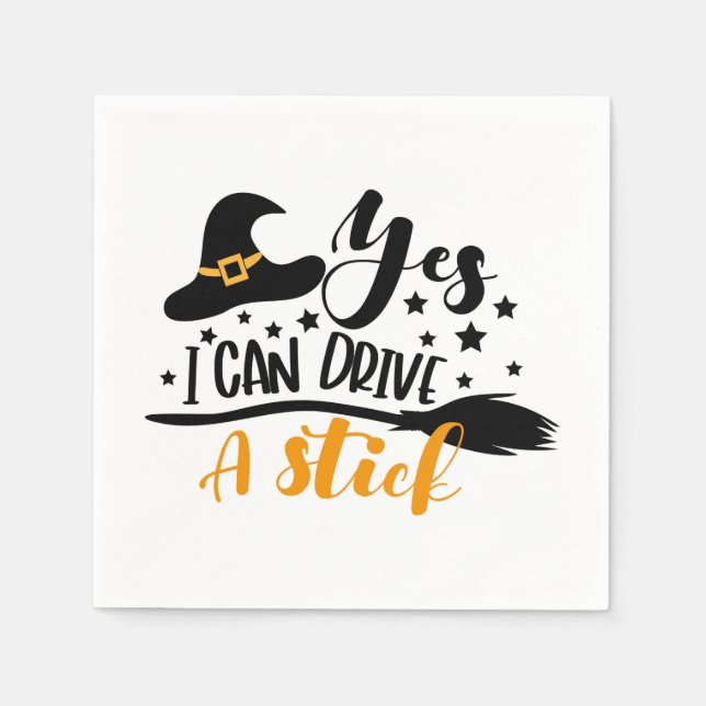 Halloween Hexe Ja, ich kann einen Stick fahren Serviette (Vorderseite)